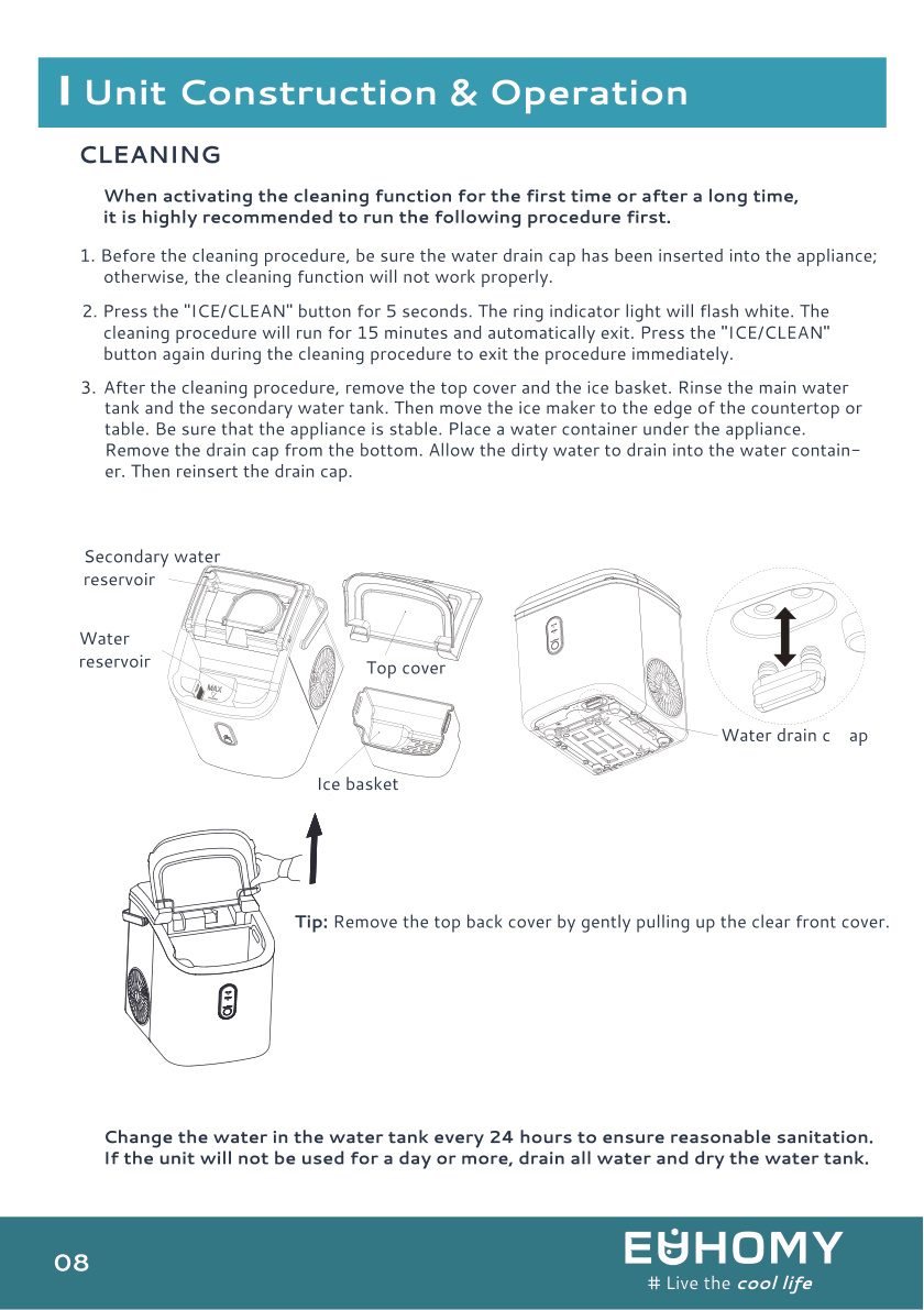 Euhomy ice maker cleaning and drain cap